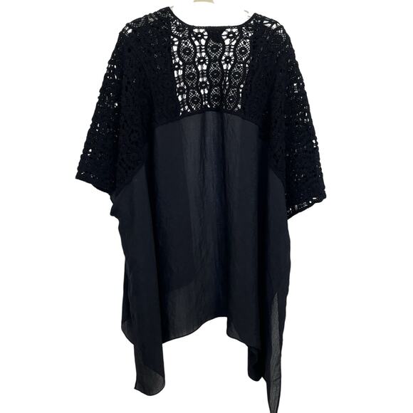Steve Madden Black Crochet Sheer Kimono OS Whimsigoth Asymmetrical Witchy - Picture 2 of 5